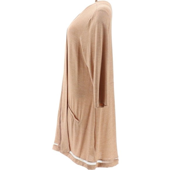 NWT H BY HALSTON SUPER SOFT 3/4 SLEEVE‎ OPEN CARDIGAN SPLIT BACK TUSCAN TAN XXS - Picture 2 of 8